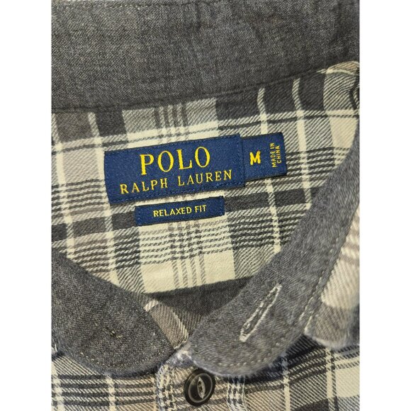 Polo Ralph Lauren Mens Gray Plaid Button-Down Shirt Medium - Picture 5 of 6